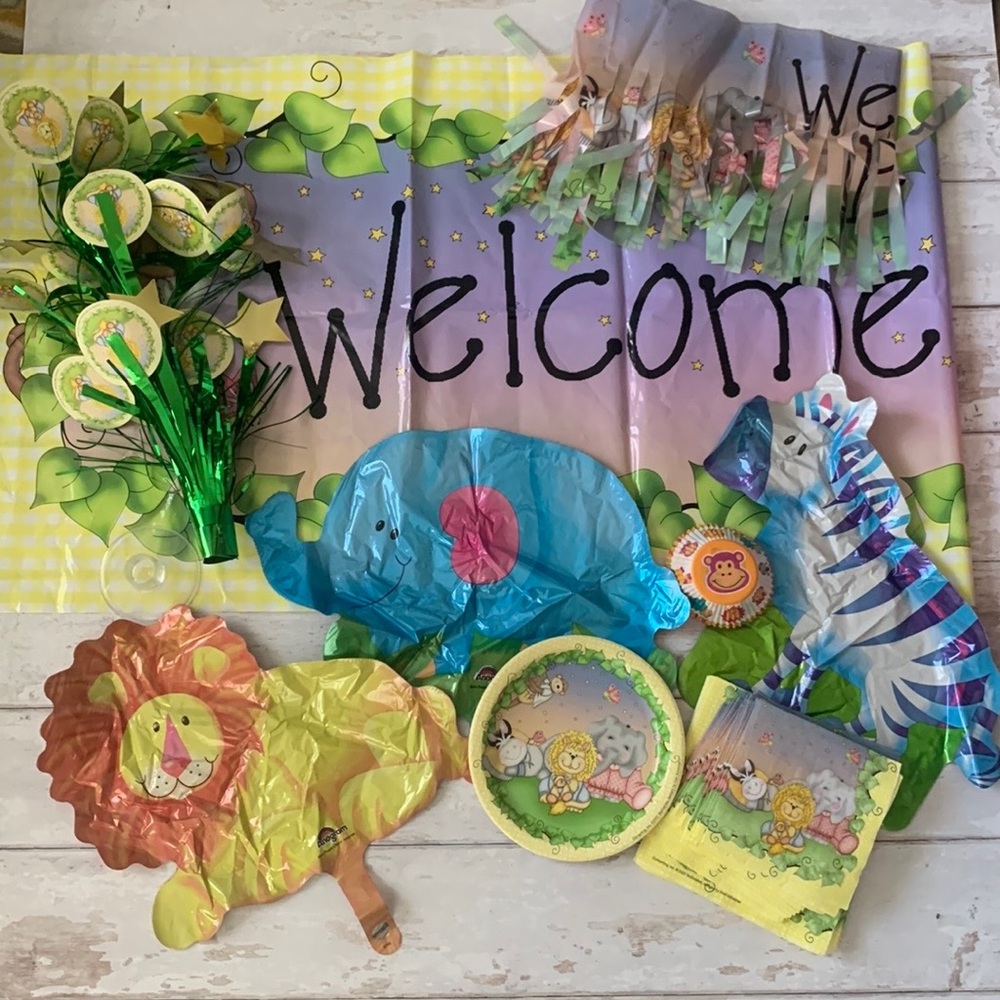 Baby Shower Welcome Baby Banner Party Supplies Decorations Mylar Balloons Set